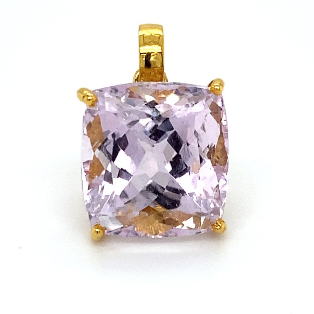 Certified Pink Kunzite 19.75ct Solid 18K Pendant